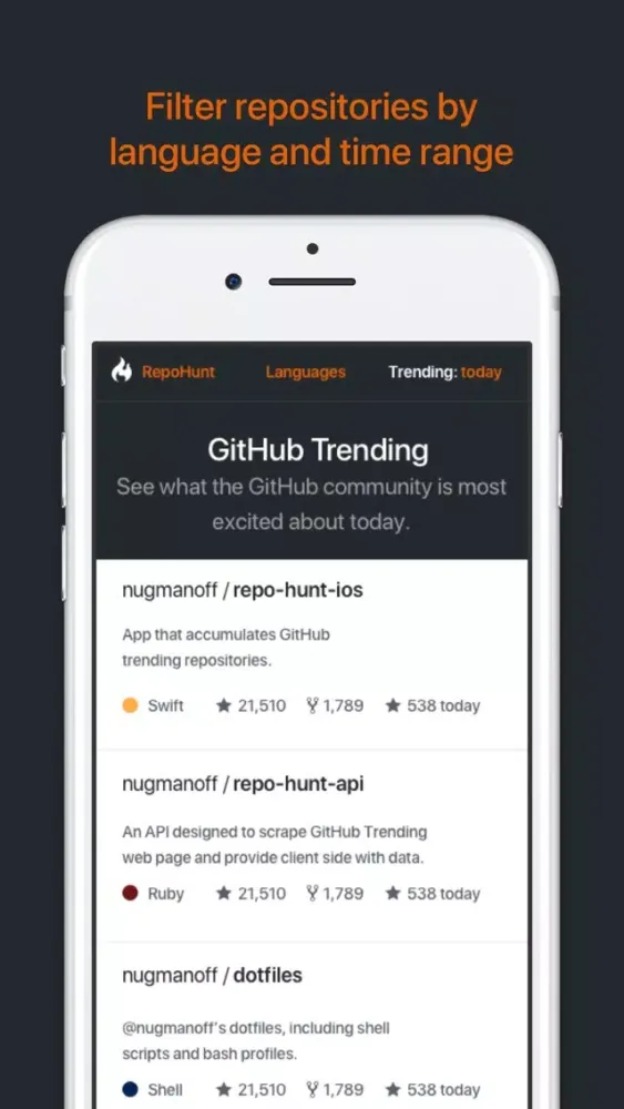 Repo Hunt - explore GitHub’s trending repositories应用截图
