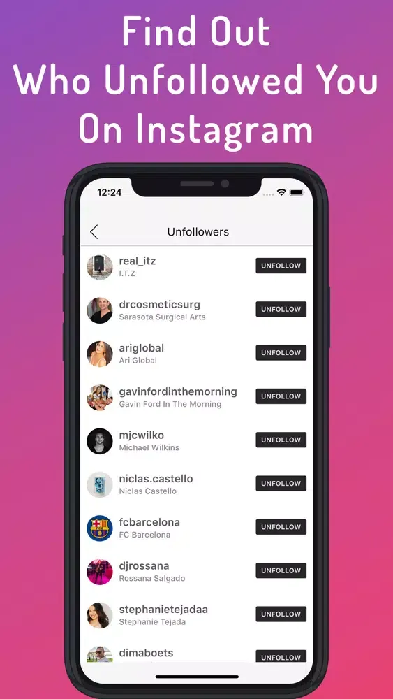 Captures d'écran de Unfollow For Instagram Mass