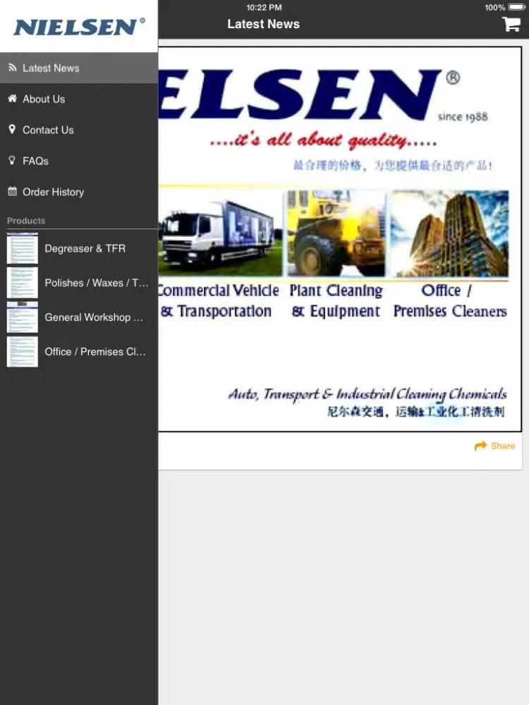 Tangkapan layar Nielsen Chemicals iPad 