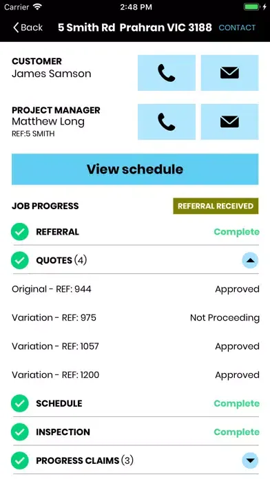 Tangkapan layar LVL Job Tracker