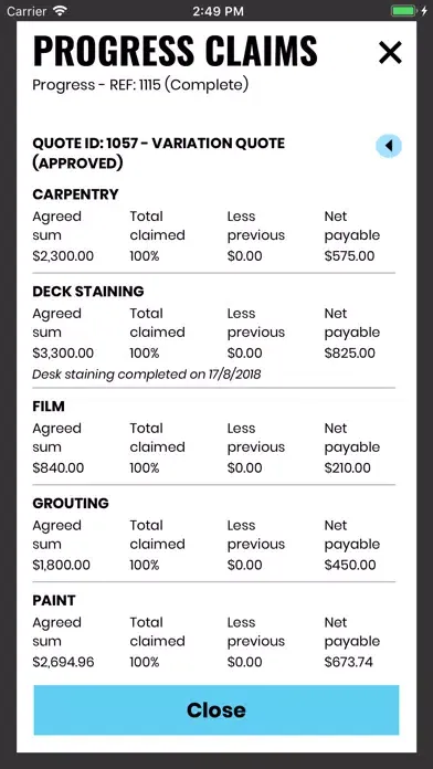 Tangkapan layar LVL Job Tracker