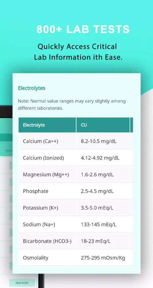 Lab Values References Ekran Görüntüleri