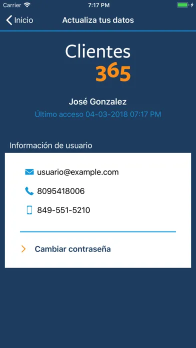 Screenshot di Seguros Reservas Clientes 365