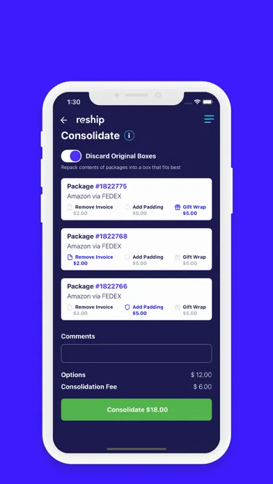 Tangkapan layar Reship - Shopping & Shipping