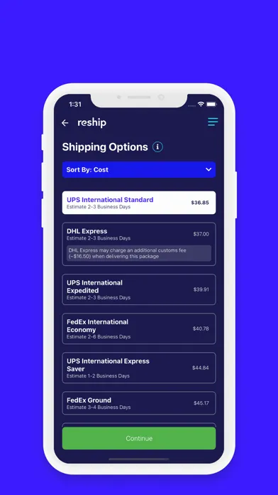 Tangkapan layar Reship - Shopping & Shipping