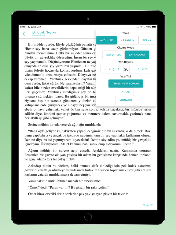 Tangkapan layar Dijital Kütüphane DK iPad 