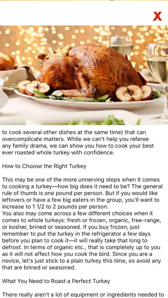 Zrzuty ekranu How to cook a Turkey Food ?