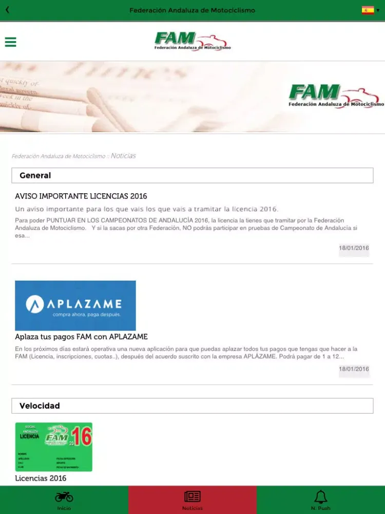 Screenshot di FAMOTOS, App Oficial FAM iPad 