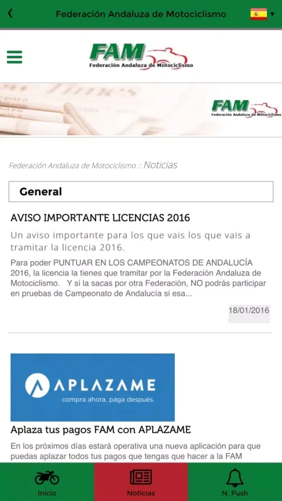Screenshot di FAMOTOS, App Oficial FAM
