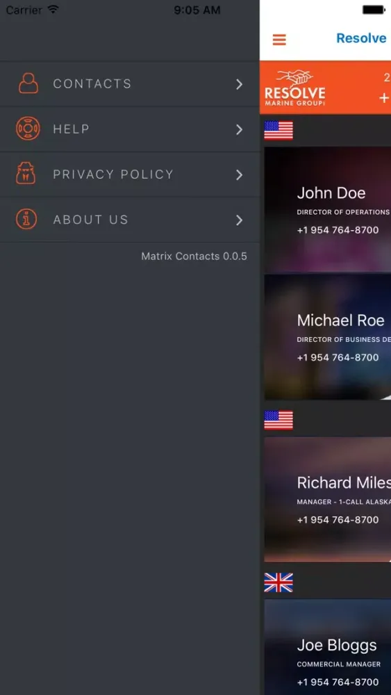 Screenshot di RMG Emergency Contacts