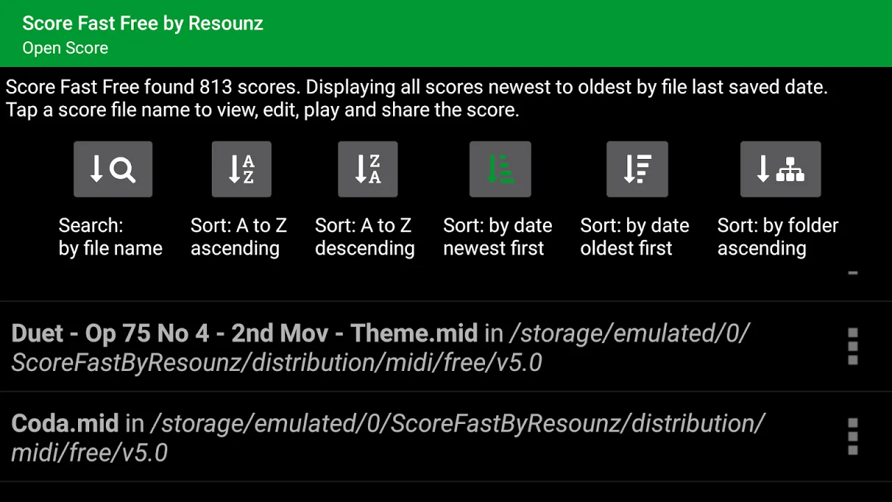 Capturas de tela do Score Fast Free by Resounz