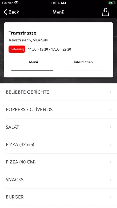 Capturas de tela do Fiftyfive Pizza Kurier