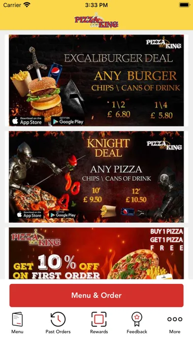 Capturas de tela do Pizza King Intake