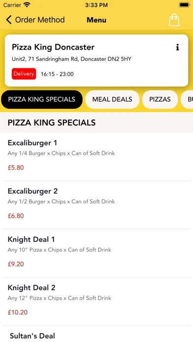 Capturas de tela do Pizza King Intake