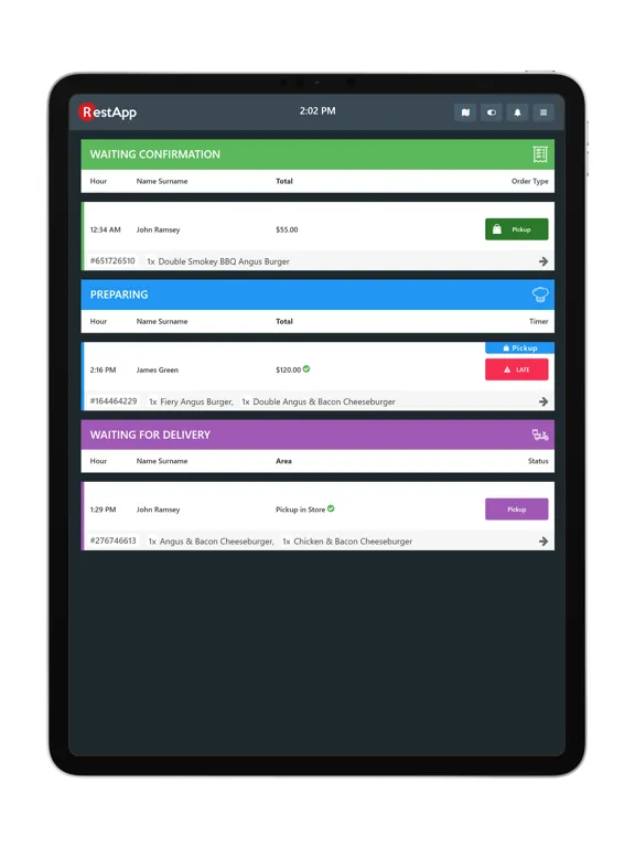 Tangkapan skrin RestApp Manage iPad 