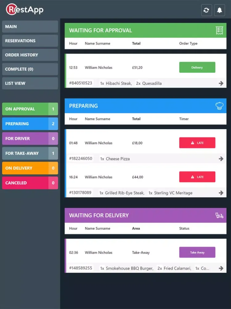 صور RestApp Back Office iPad 