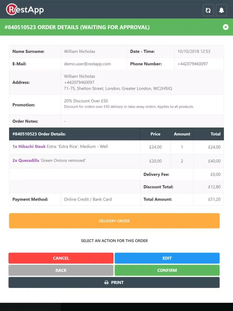 صور RestApp Back Office iPad 