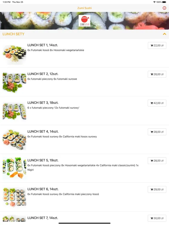 Tangkapan skrin Zumi Sushi iPad 