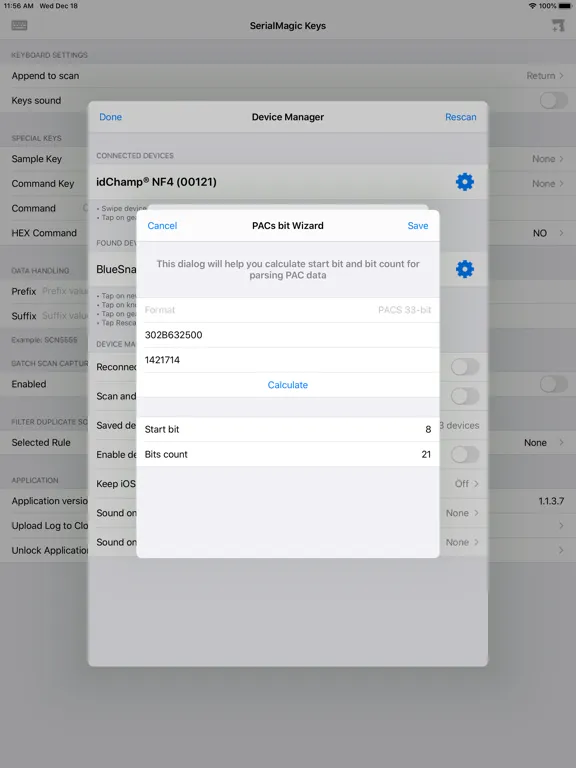 Tangkapan layar SerialMagic Pro iPad 