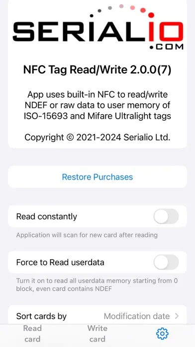 Tangkapan skrin NFC Read Write