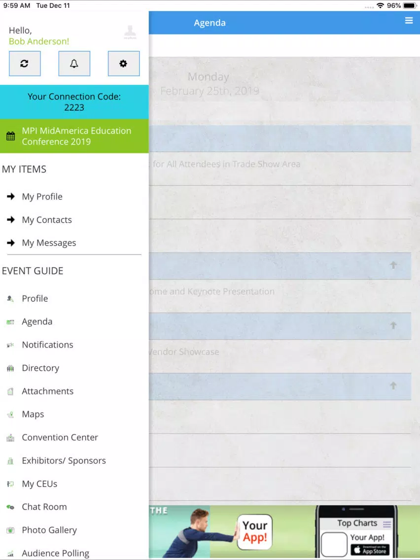Capturas de tela do MPI 2020 MidAmerica Conference iPad 