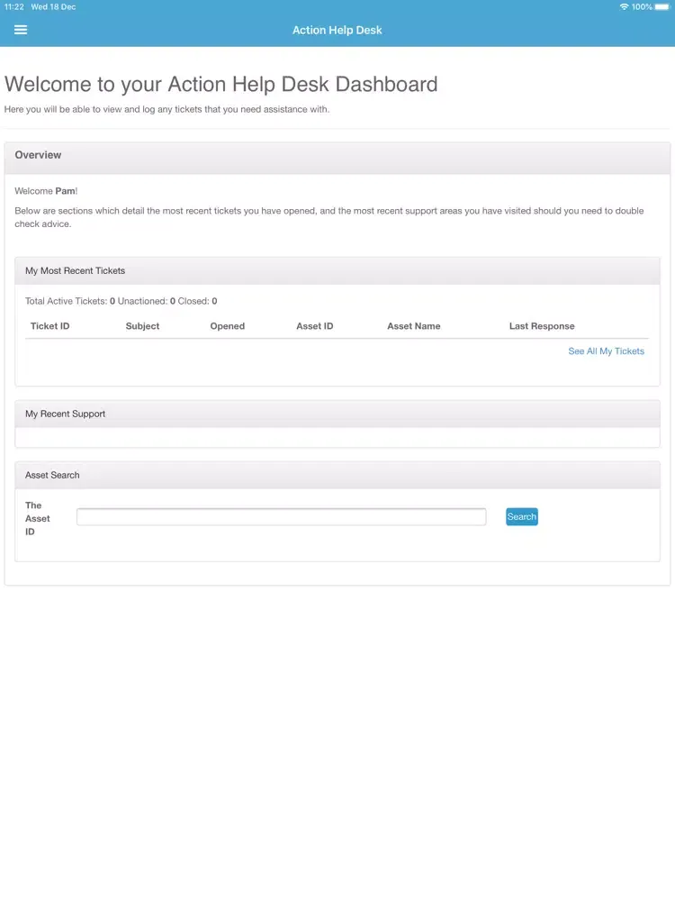 Screenshot di Action Help Desk iPad 