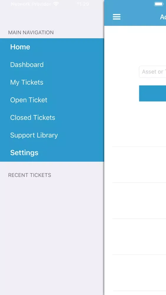 Screenshot di Action Help Desk