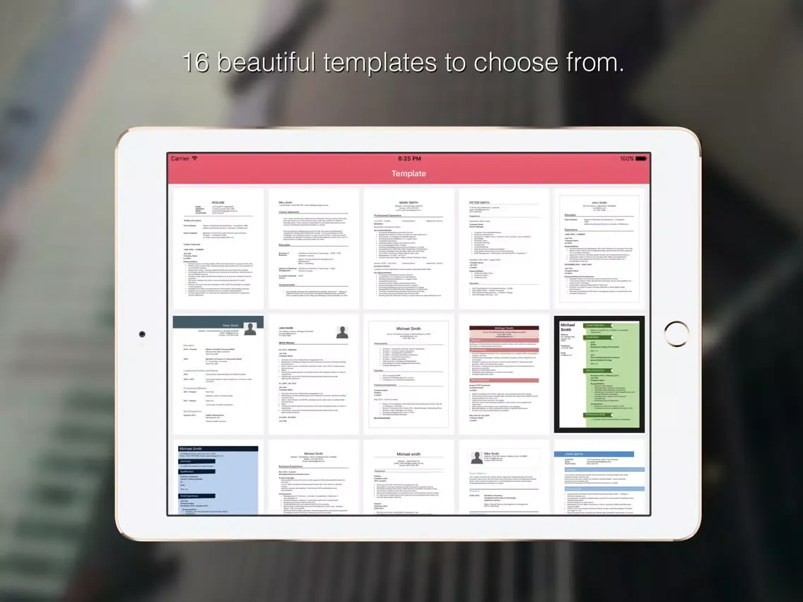 Tangkapan layar Resume Builder Templates iPad