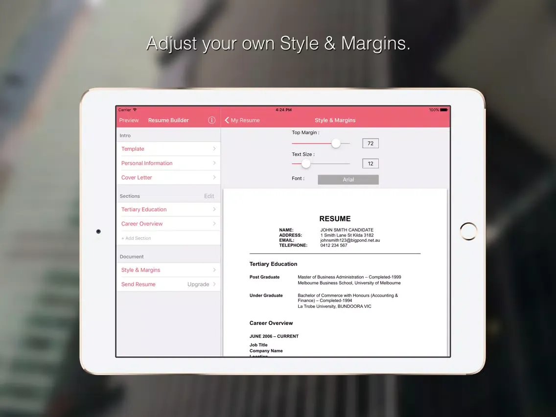 Tangkapan layar Resume Builder Templates iPad
