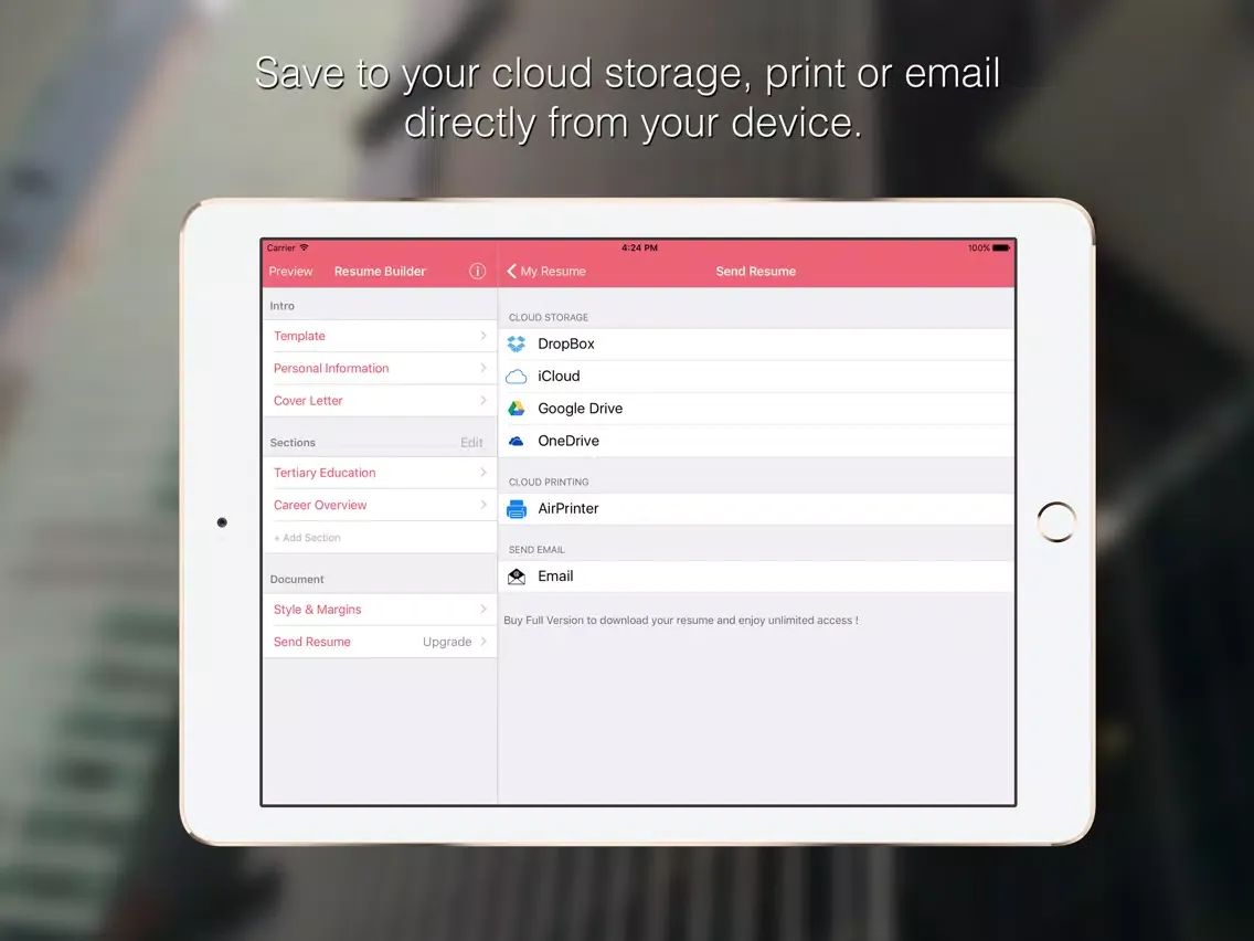 Tangkapan layar Resume Builder Templates iPad