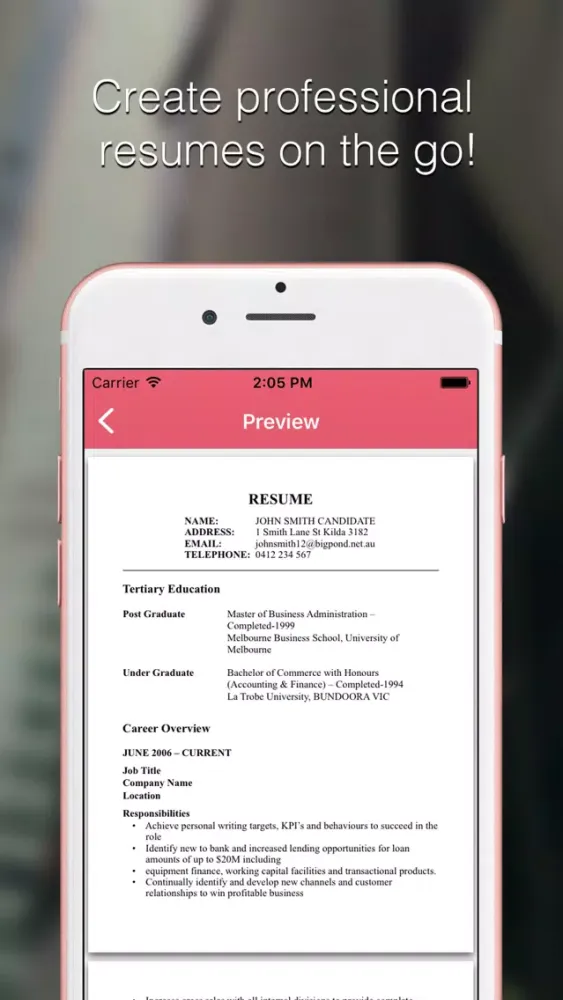 Tangkapan layar Resume Builder Templates