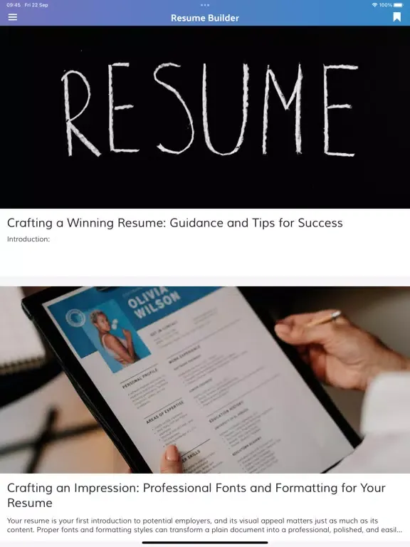 ภาพหน้าจอของ Resumely-ChatAi Resume Builder iPad