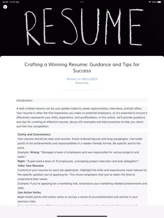 ภาพหน้าจอของ Resumely-ChatAi Resume Builder iPad