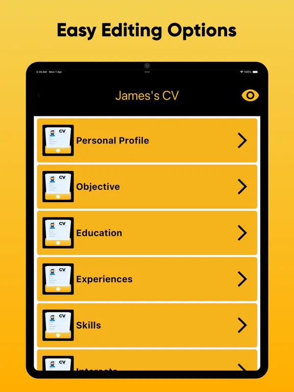 Zrzuty ekranu CV Maker - Resume Creator iPad 