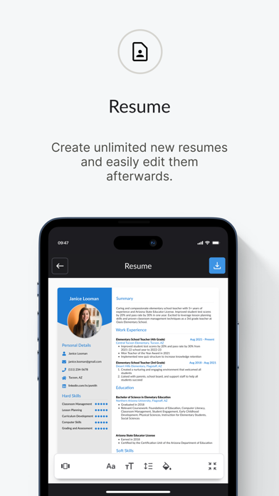 Captures d'écran de CVwizard: Online CV maker
