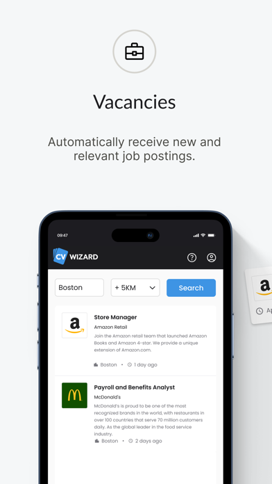 Captures d'écran de CVwizard: Online CV maker