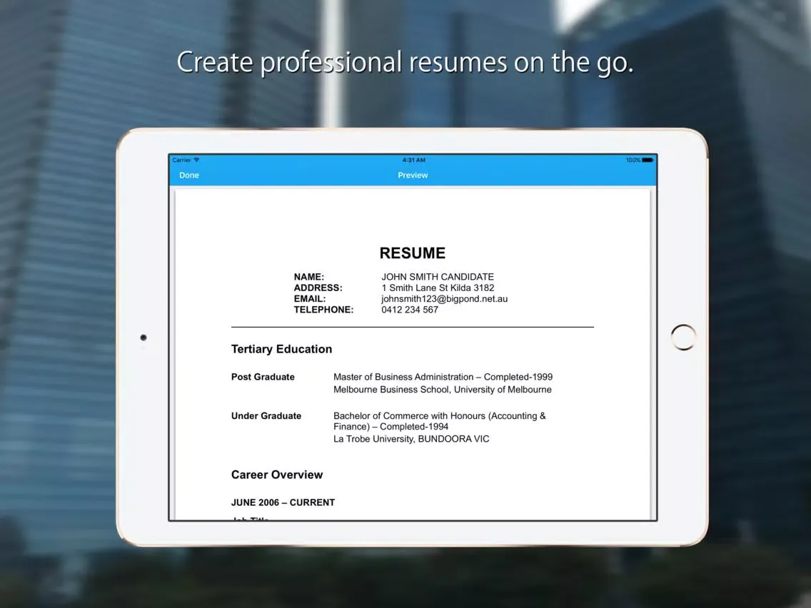 Resume Builder: CV Template iPad  Ekran Görüntüleri