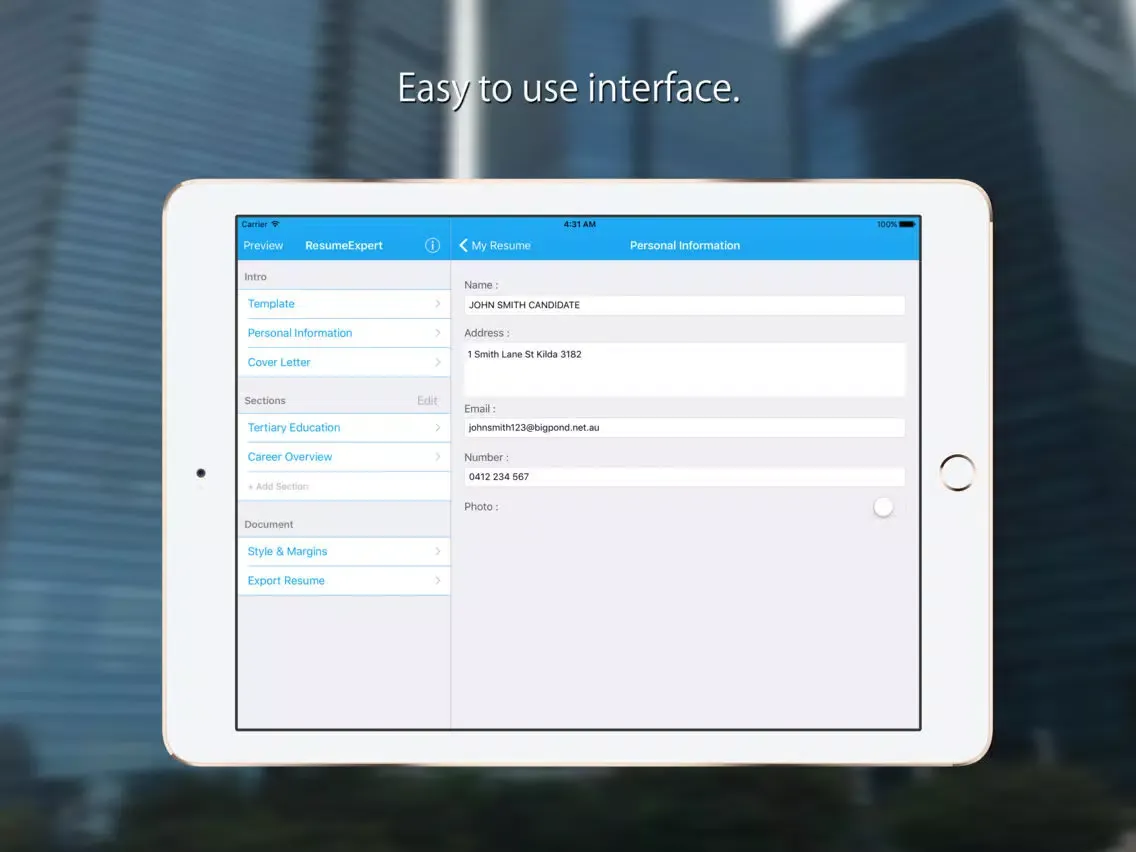 Resume Builder: CV Template iPad  Ekran Görüntüleri
