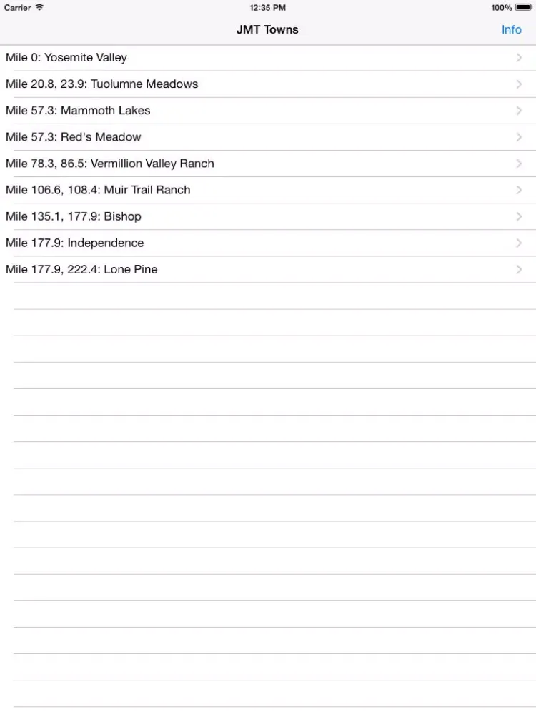 John Muir Trail Towns iPad 應用截圖