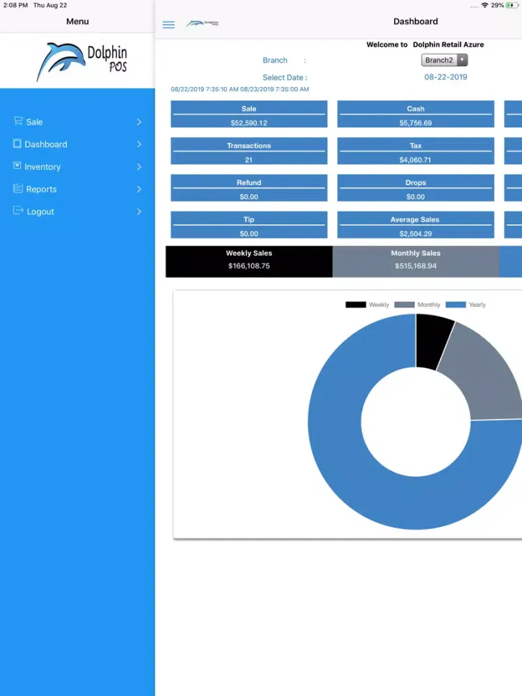 Tangkapan skrin Dolphinpos - Reports for POS iPad 