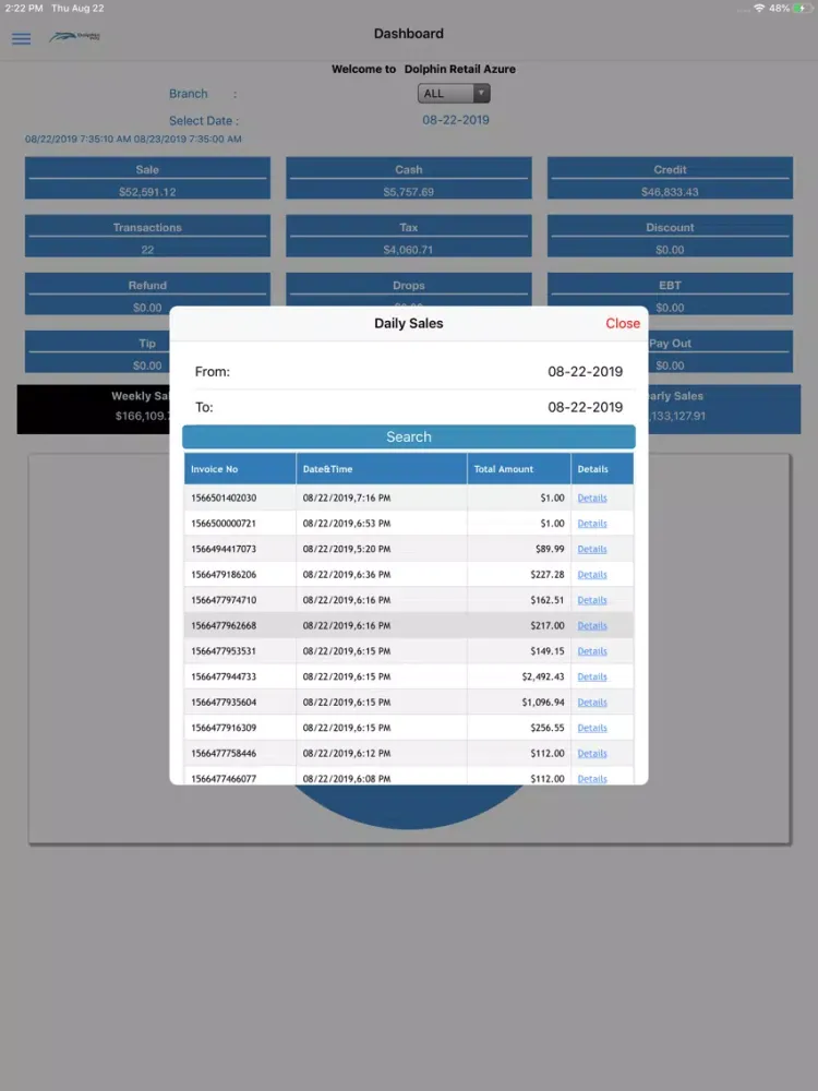 Tangkapan skrin Dolphinpos - Reports for POS iPad 