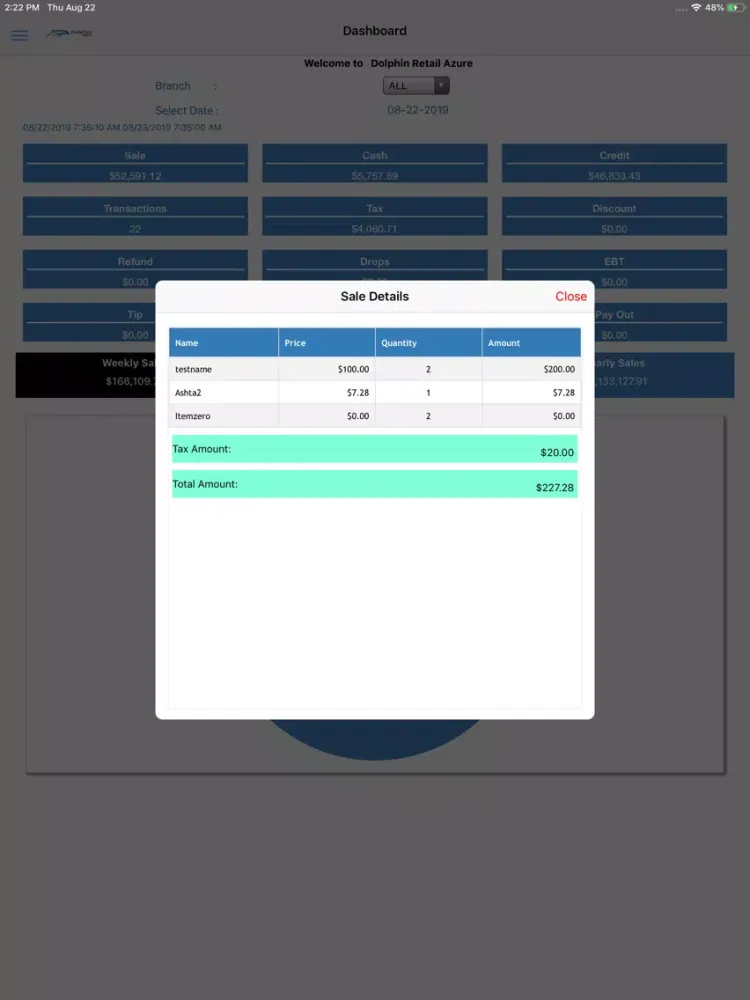 Tangkapan skrin Dolphinpos - Reports for POS iPad 