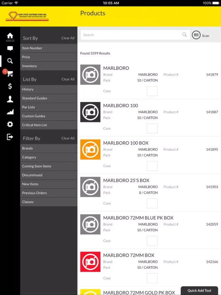 Tangkapan skrin Gem State Distributors iPad 