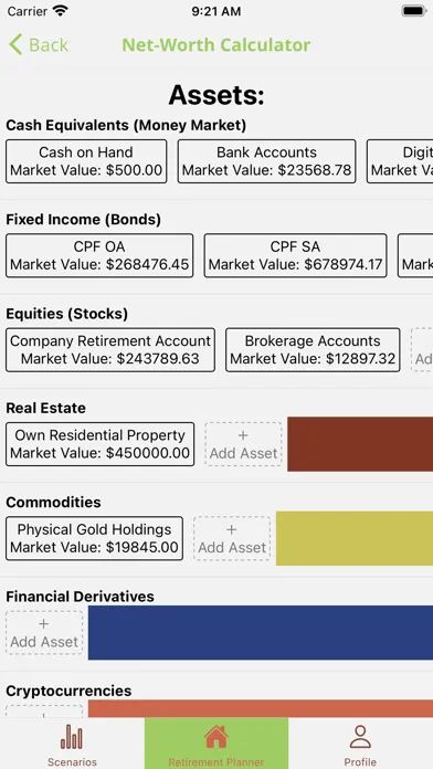 Capturas de tela do Retirement Planner