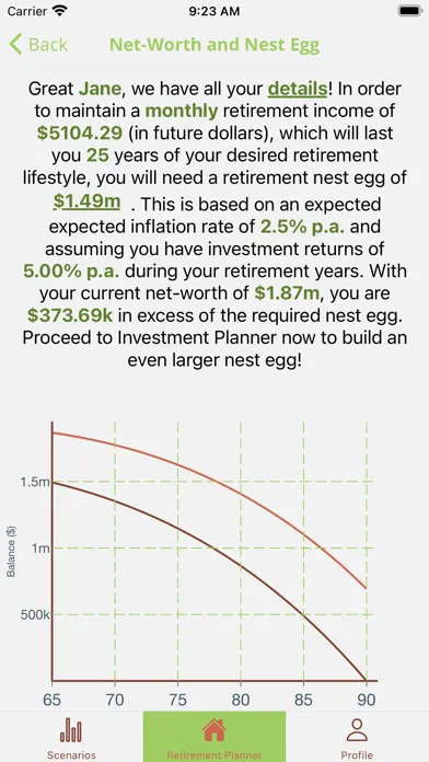 Capturas de tela do Retirement Planner