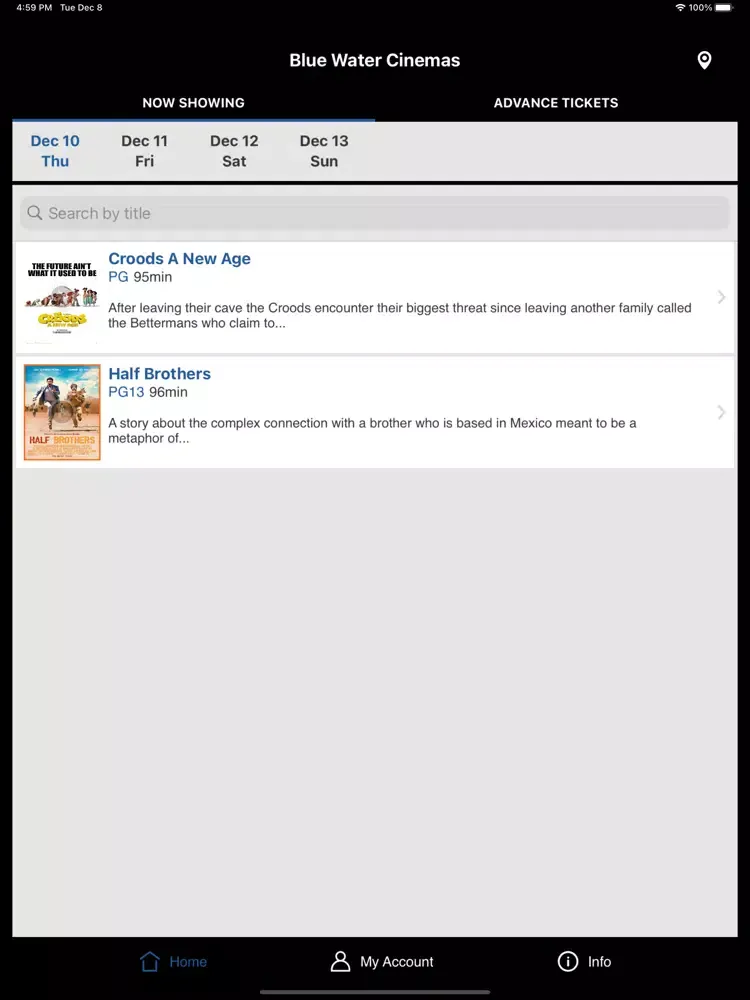 Blue Water Cinemas iPad 应用截图