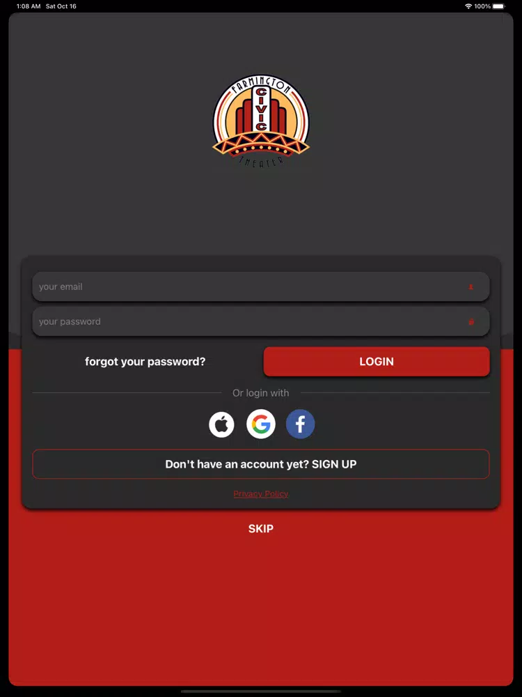 Zrzuty ekranu Farmington Civic Theater iPad 
