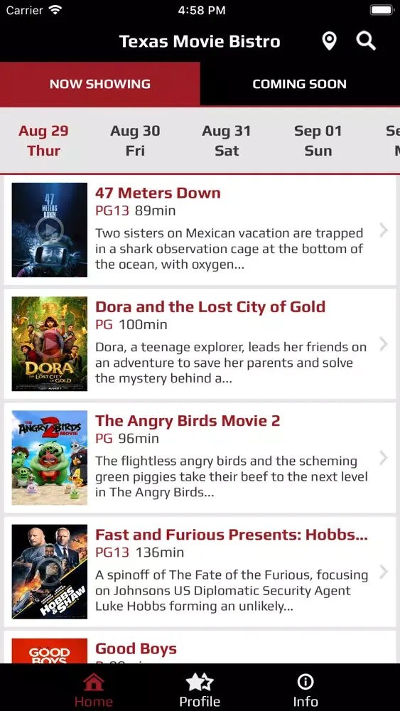 Capturas de tela do Texas Movie Bistro