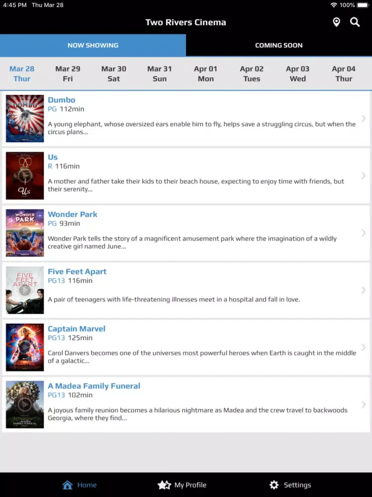 Two Rivers Cinema iPad  Screenshots