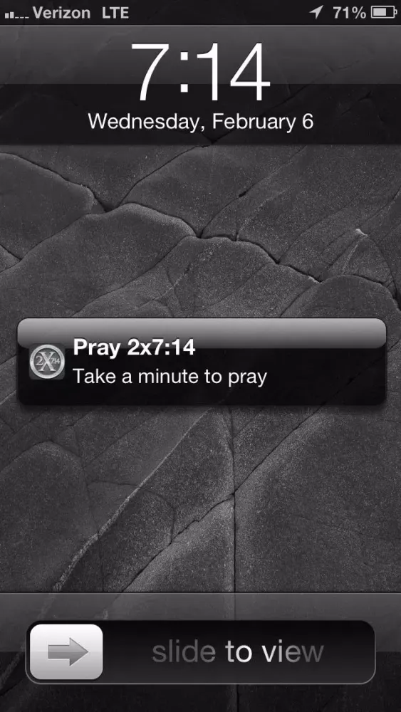 Pray 2x714 - Reminder to pray twice daily at 7:14 AM & PM and share your prayers with others! سکرین شاٹس